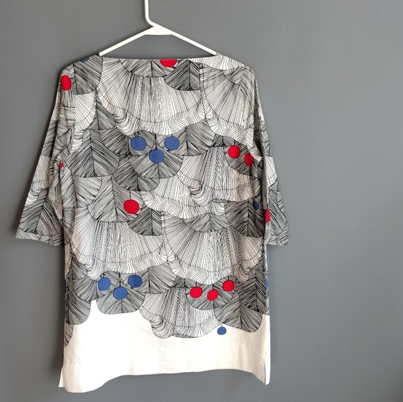 marimekko shift dress tunic, border print supergraphic, boatneck - Picture 2 of 6